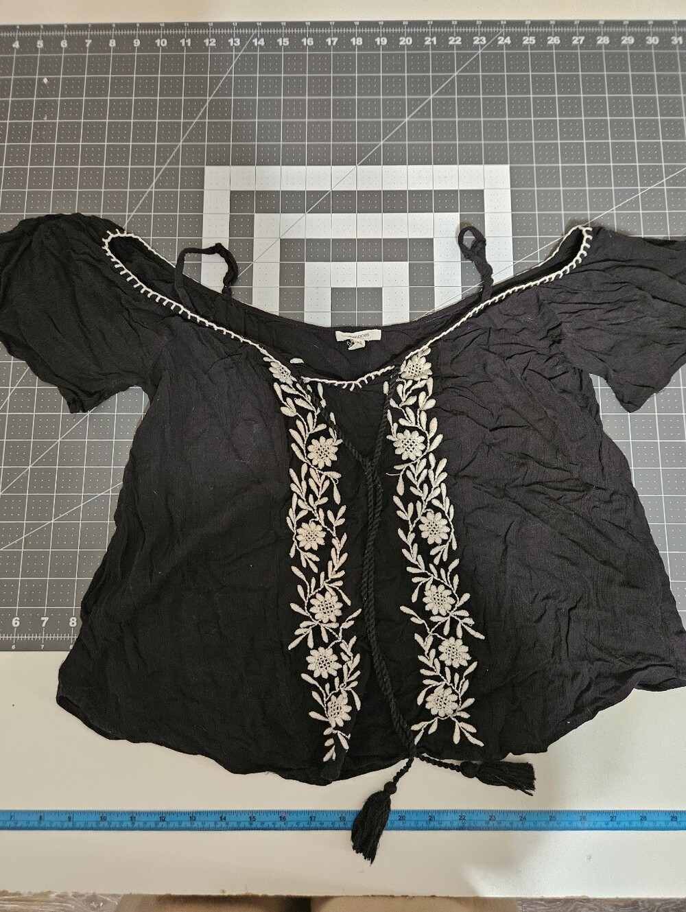 Maurices Black Off-Shoulder Embroidered Camisole
